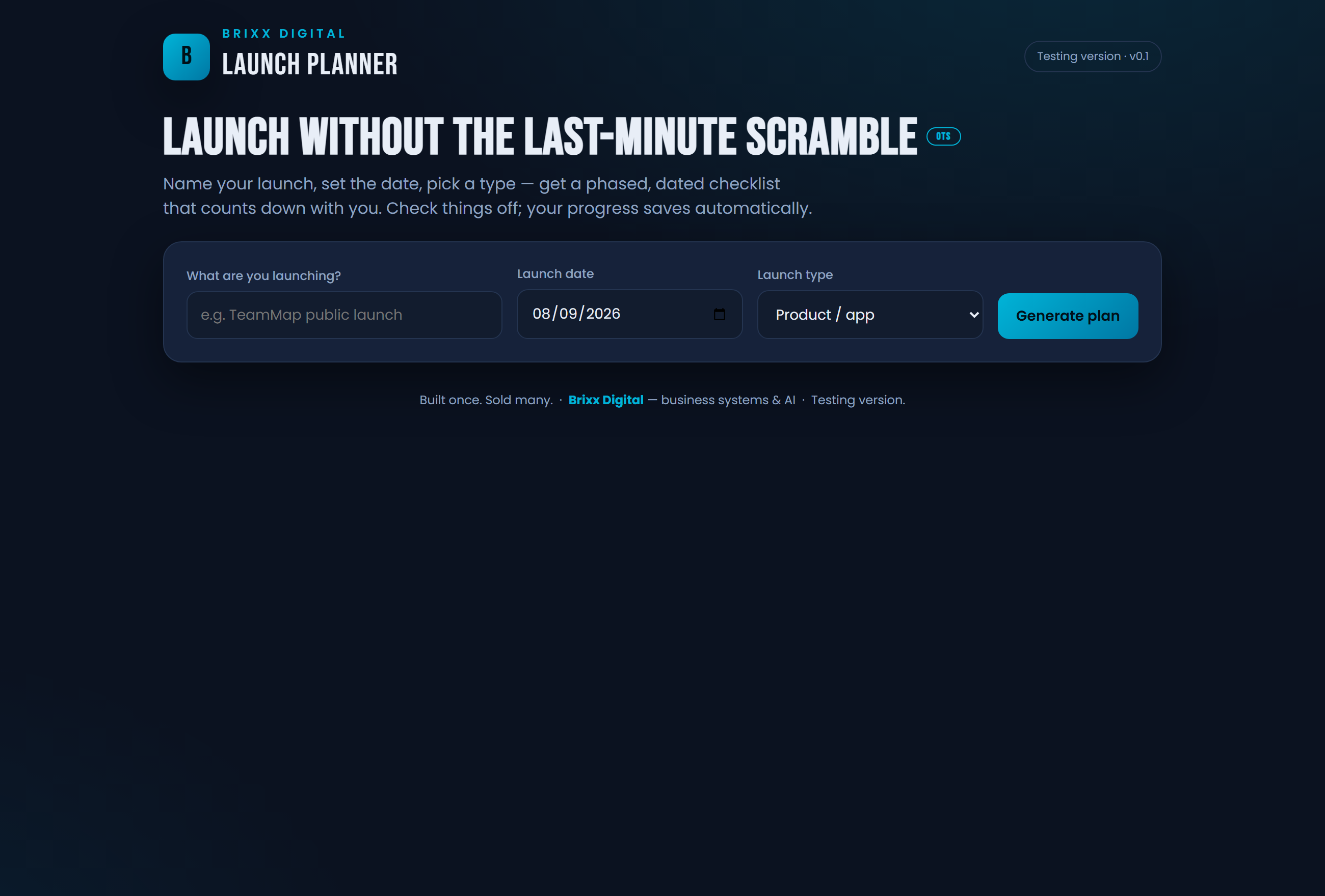 Screenshot of the Launchpad Launch Planner